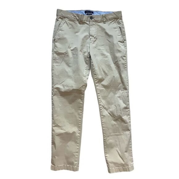 Mens Tommy Hilfiger Custom Fit Chino Khaki Flat Front Pants - Sz 32 x 32 - Picture 2 of 4